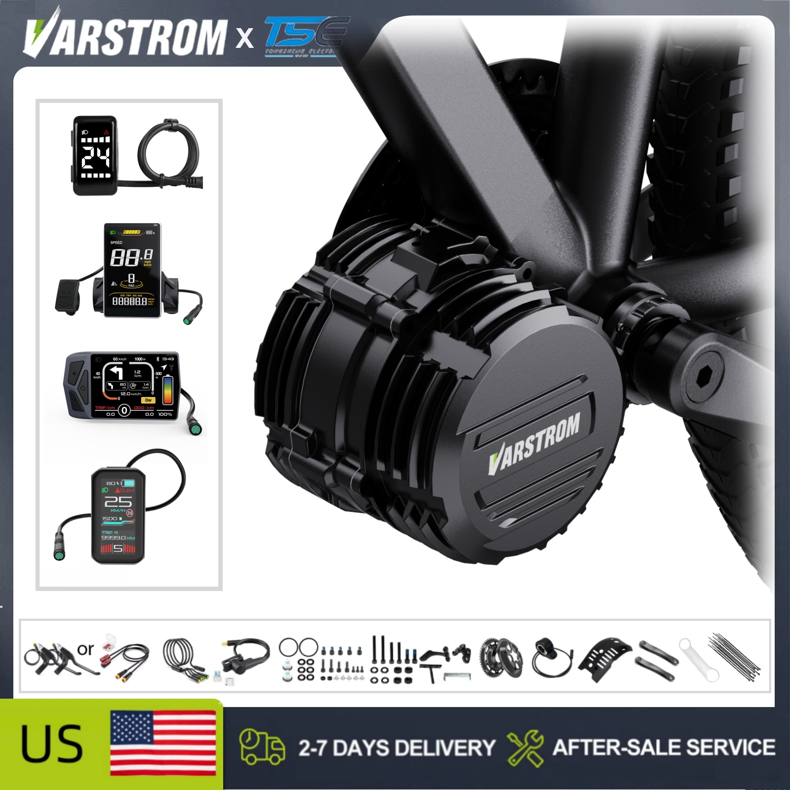 Side Hung Mid Drive Motor Kit - 【米国在庫】Tongsheng TSDZ16 48V 1000W ミッドドライブモーターキット、トルクセンサー付き、電動自転車変換用、オプションのディスプレイ付き、BB 68-73mmに対応、マウンテンバイク/ロードバイク/通勤用自転車に汎用的に適合。
