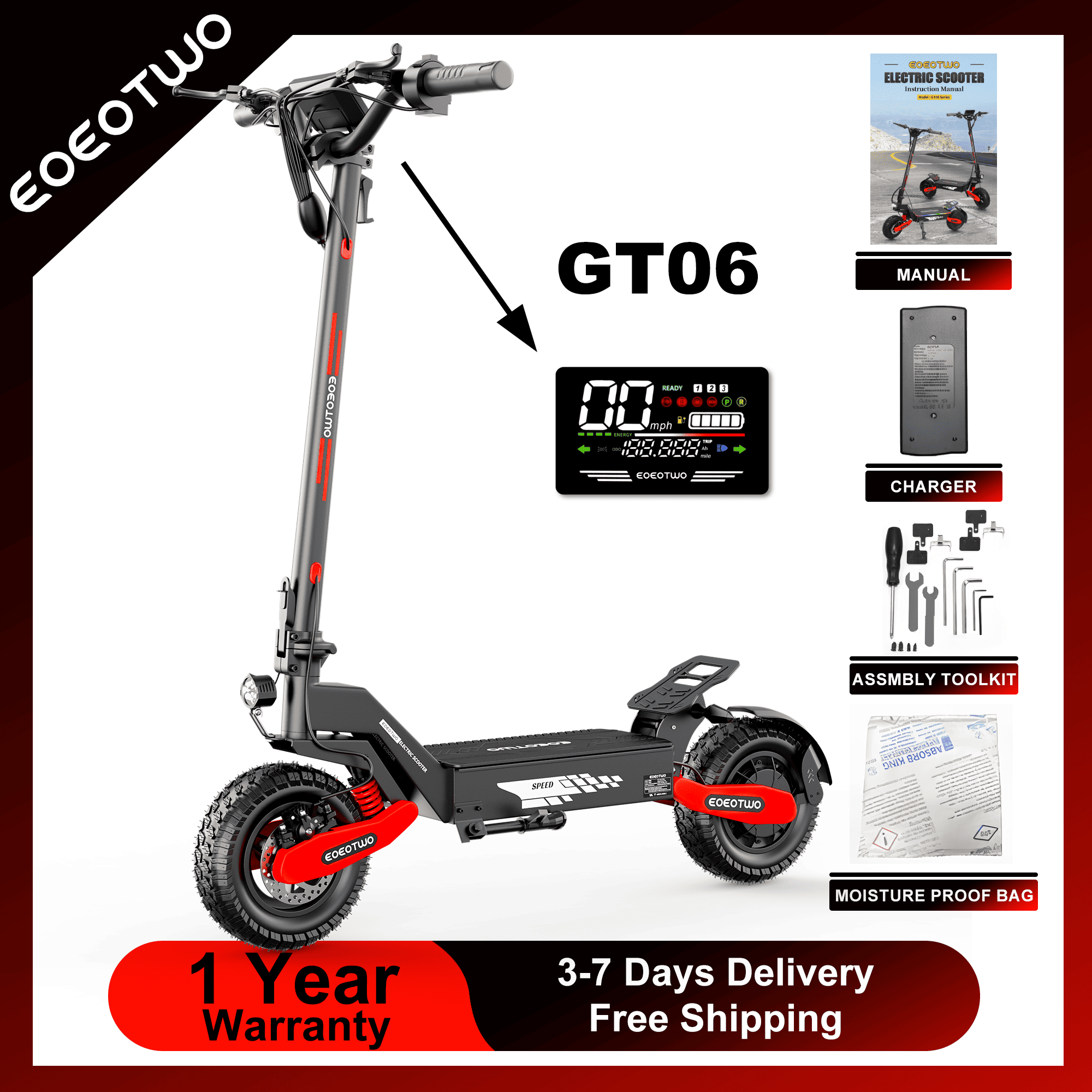 EOEOTWO GT06 大人用電動スクーター。1200Wモ - Dual Motor Ebike Kit 2000W のレビューと価格